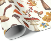 Wilde Pilze auf weißem Boden Geschenkpapier (Rolleneckpunkt)