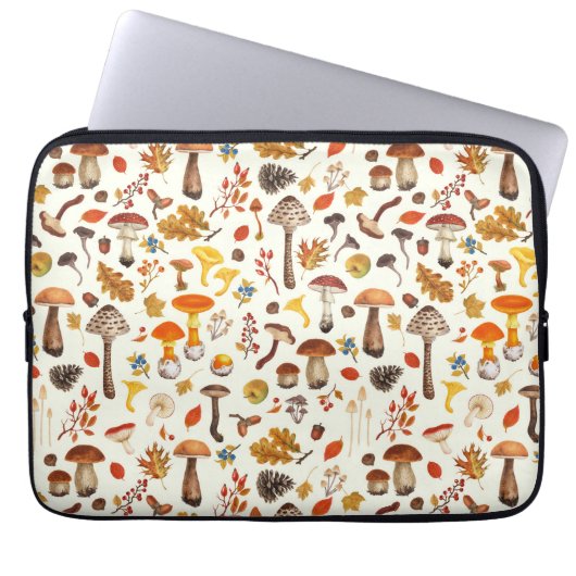 Wilde Pilze auf weißem Boden Laptopschutzhülle (Vorderseite)