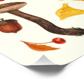 Wilde Pilze auf weißem Boden Poster (Ecke)