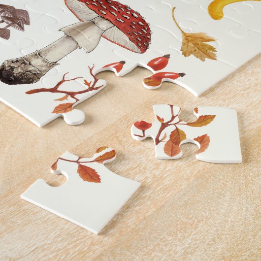 Wilde Pilze auf weißem Boden Puzzle (Seite)
