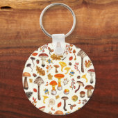 Wilde Pilze auf weißem Boden Schlüsselanhänger (Vorderseite)