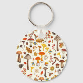 Wilde Pilze auf weißem Boden Schlüsselanhänger (Rückseite)