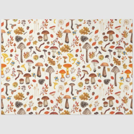 Wilde Pilze auf weißem Boden Seidenpapier (Vorderseite)