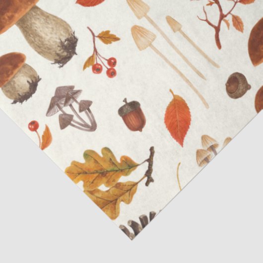 Wilde Pilze auf weißem Boden Seidenpapier (Ausschnitt)