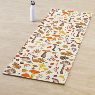 Wilde Pilze auf weißem Boden Yogamatte