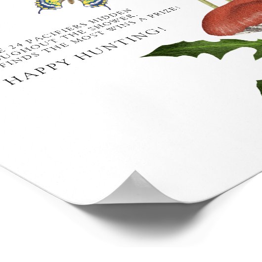 Wilde Pilze Babydusche Schnuller Jagd Spiel Poster (Ecke)