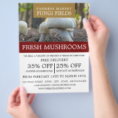 Wilde Pilze, Bauer-Werbung im Pilz Flyer (Hand)