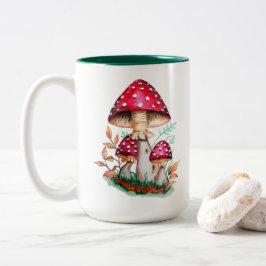 Wilde Pilze Botanische Aquarellmalerei Zweifarbige Tasse