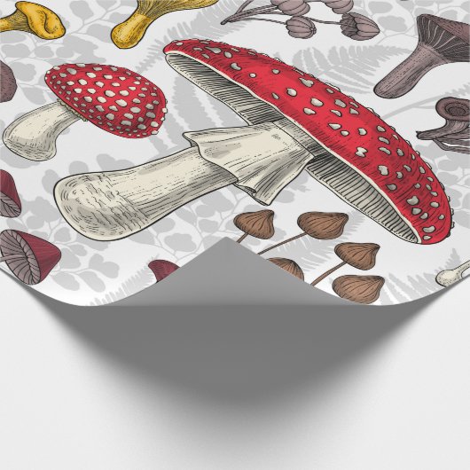 Wilde Pilze Geschenkpapier (Ecke)