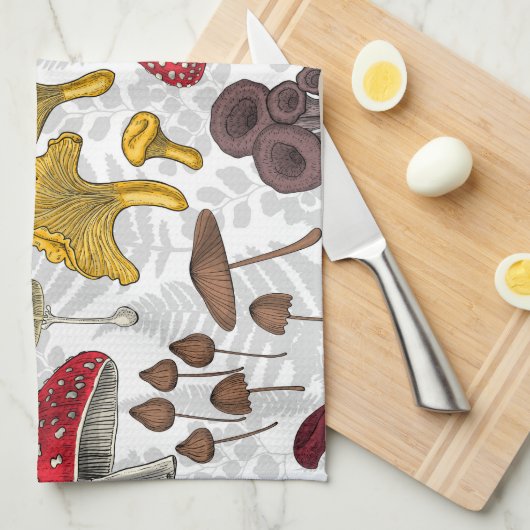 Wilde Pilze Geschirrtuch (Viertel Falte)