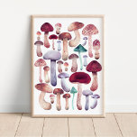 Wilde Pilze illustrieren Aquarellposter Poster<br><div class="desc">Farbenfrohe,  elegante,  handgemalte Pilzbild</div>