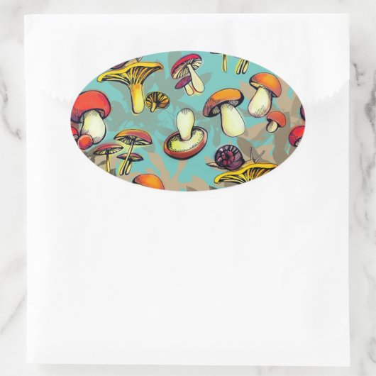 Wilde Pilze Ovaler Aufkleber (Tasche)
