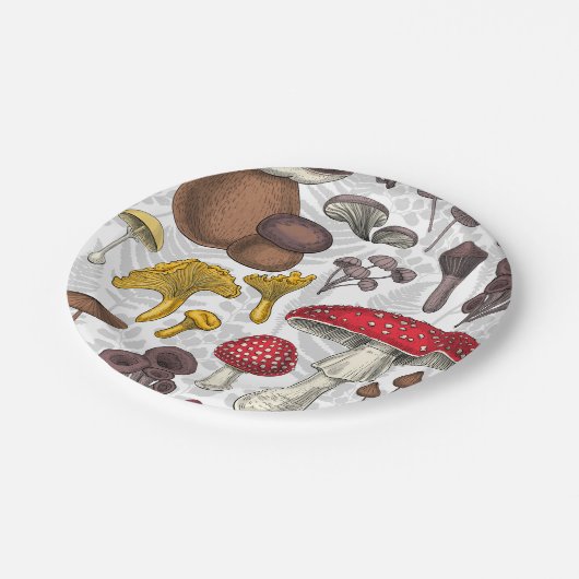 Wilde Pilze Pappteller (Schrägansicht)