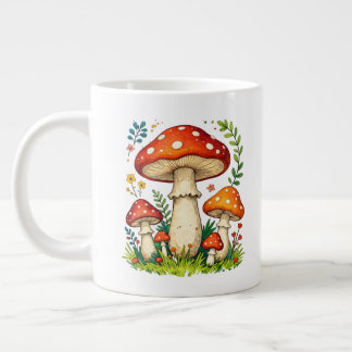 Wilde Pilze und Blumen im Graswald Natur Jumbo-Tasse