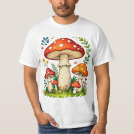 Wilde Pilze und Blumen im Graswald Natur T-Shirt
