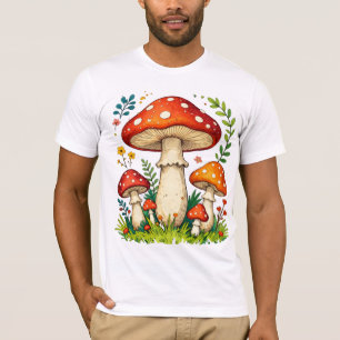 Wilde Pilze und Blumen im Graswald Natur T-Shirt