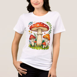 Wilde Pilze und Blumen im Graswald Natur Tri-Blend Shirt