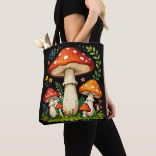 Wilde Pilze und Blumen in Gras Wald Natur Tasche