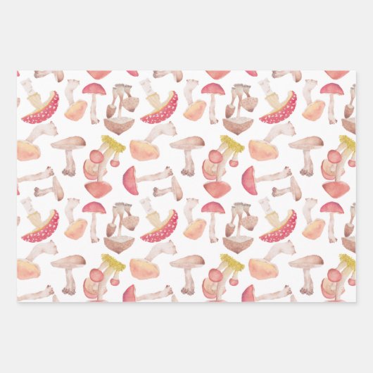 Wilde Pilze verpacken Papierblätter Geschenkpapier Set (Vorderseite)