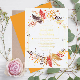 Wilde Pilze Wald Blume Farn Laub Hochzeit Folieneinladung