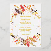 Wilde Pilzwälder Blume Fern Foliage Hochzeit Folieneinladung (Vorderseite)