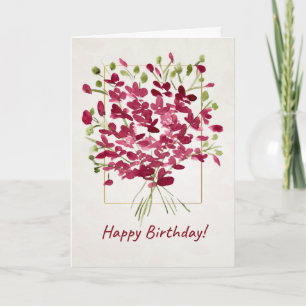 Wilde Pinke Posie   Wasserfarben Geburtstag  Karte
