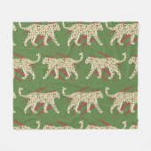 Wilde Pinselstriche: Leopard in Wiederholung Fleecedecke (Vorderseite (Horizontal))