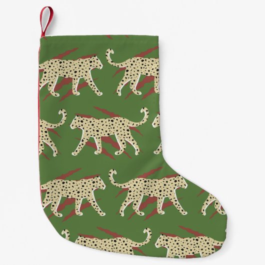 Wilde Pinselstriche: Leopard in Wiederholung Kleiner Weihnachtsstrumpf (Vorderseite)