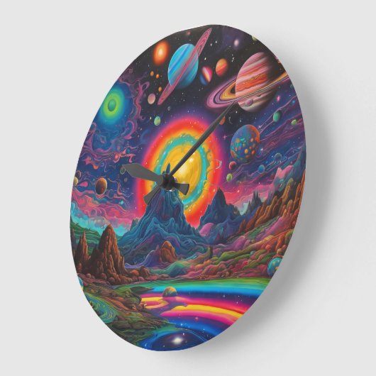 Wilde Planeten 2 Große Wanduhr (Winkel)