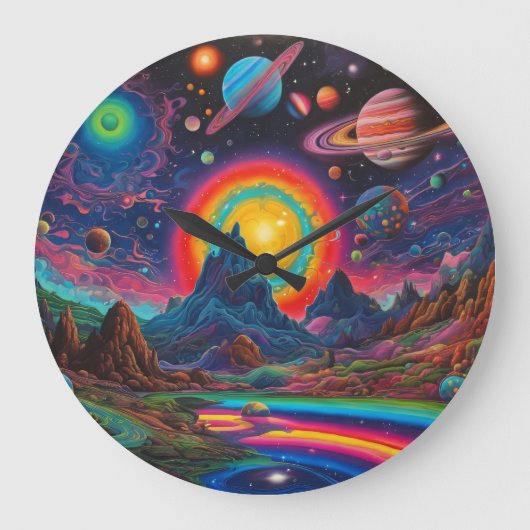 Wilde Planeten 2 Große Wanduhr (Vorderseite)