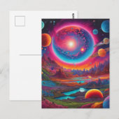 Wilde Planeten Psychedelische Kunst Postkarte (Vorne/Hinten)