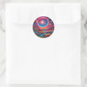 Wilde Planeten Psychedelische Kunst Runder Aufkleber (Tasche)