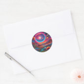 Wilde Planeten Psychedelische Kunst Runder Aufkleber (Umschlag)