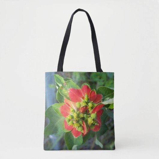 Wilde Poinsettia auf einer voll bedruckten Totbeut Tasche (Vorderseite)