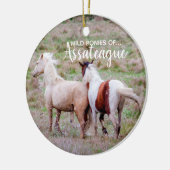 Wilde Ponys der Assateague Weihnachtsverzierung Keramik Ornament (Links)