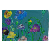 Wilde Poppies auf sanftem, grünem Hintergrund Kissenbezug (Rückseite)