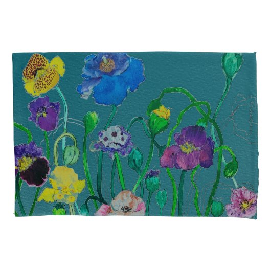 Wilde Poppies auf sanftem, grünem Hintergrund Kissenbezug (Vorderseite)