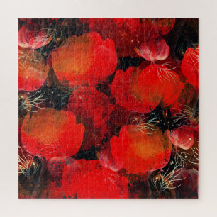 Wilde Poppies Digitales Aquarell Zeichnend Puzzle