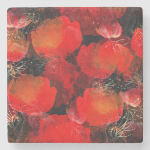 Wilde Poppies Digitales Aquarell Zeichnend Steinuntersetzer