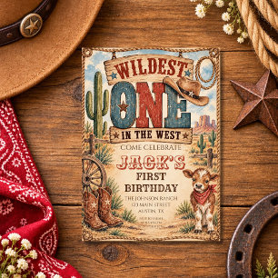 Wilde/r Erste im Westen Cowboy Erster Geburtstag Einladung