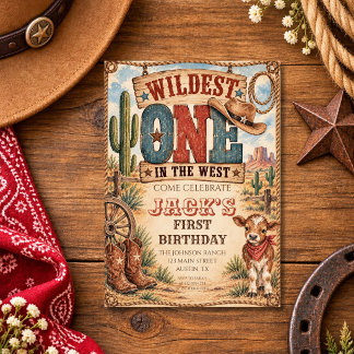 Wilde/r Erste im Westen Cowboy Erster Geburtstag Einladung