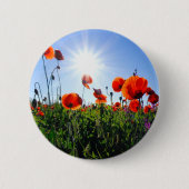 Wilde Red Poppies-Blume Button (Vorderseite)