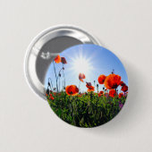 Wilde Red Poppies-Blume Button (Vorne & Hinten)