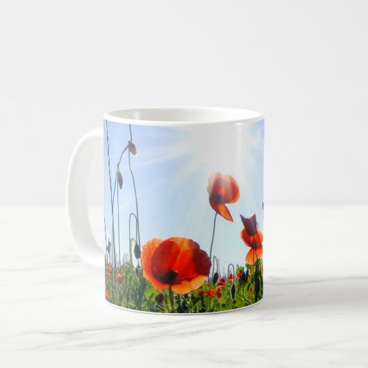 Wilde Red Poppies-Blume Kaffeetasse (Vorderseite Links)