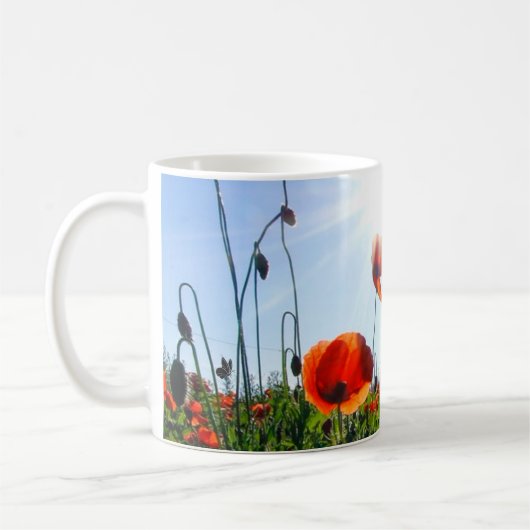 Wilde Red Poppies-Blume Kaffeetasse (Links)