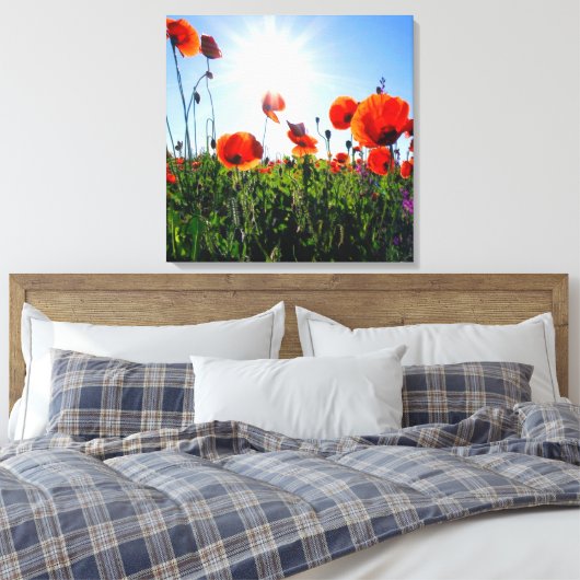 Wilde Red Poppies-Blume Leinwanddruck (Insitu (Schlafzimmer))