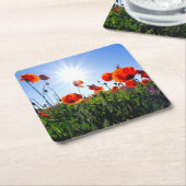 Wilde Red Poppies-Blume Rechteckiger Pappuntersetzer (angewinkelt)
