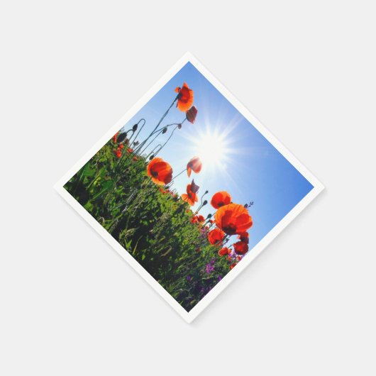 Wilde Red Poppies-Blume Serviette (Ecke)