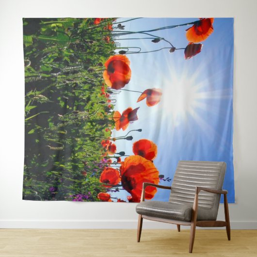 Wilde Red Poppies-Blume Wandteppich (Beispiel (Horizontal))