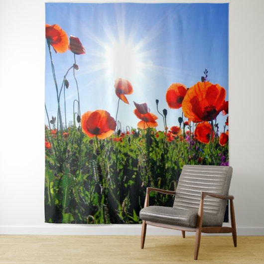 Wilde Red Poppies-Blume Wandteppich (Beispiel)
